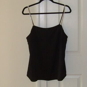 ANN TAYLOR Black Satiny and Rhinestone Top (Large)